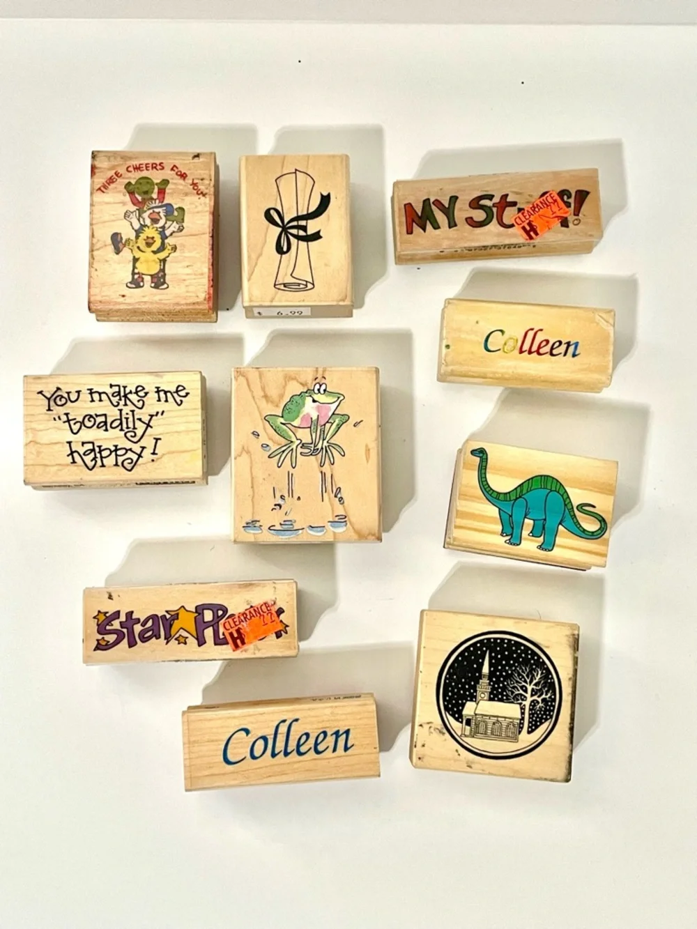 Vintage Wooden Rubber Stanp Lot of 10